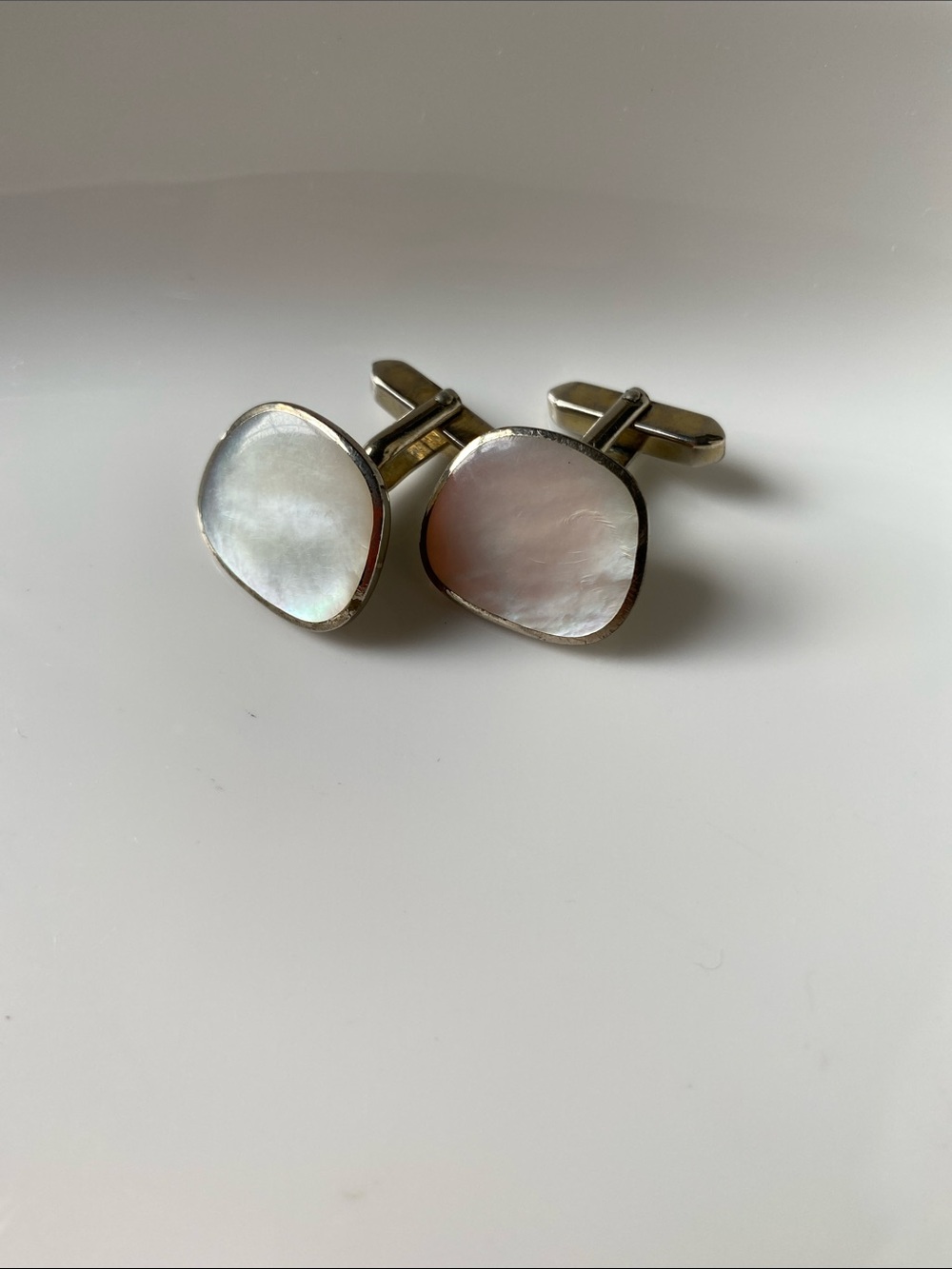 Ascot Men's Gold tone Mother-of-Pearl Cufflinks - Classic White Accent